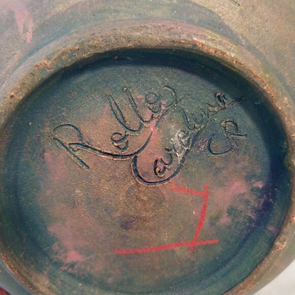 Raku Pottery Luminary Lamp With Pine Needle Natural Accents Signed - Picture 7 of 9